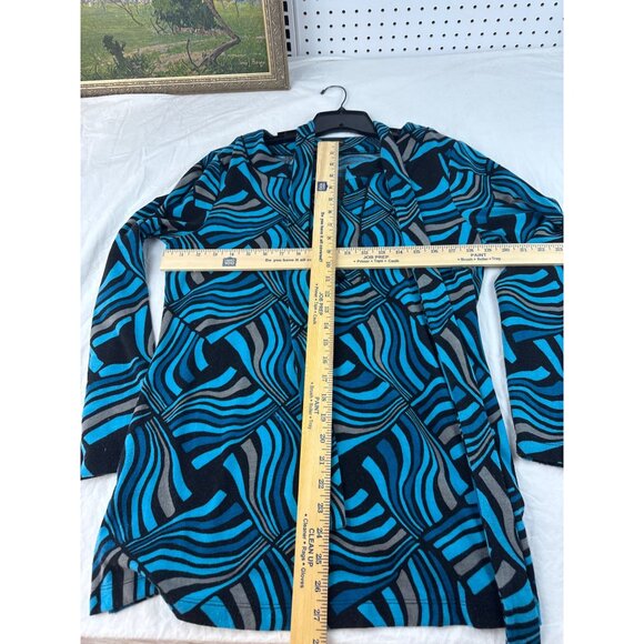 Dana Buchman Blue Zig Zag Print Blouse Pullover Top Size L Artsy Oversized - Picture 8 of 8